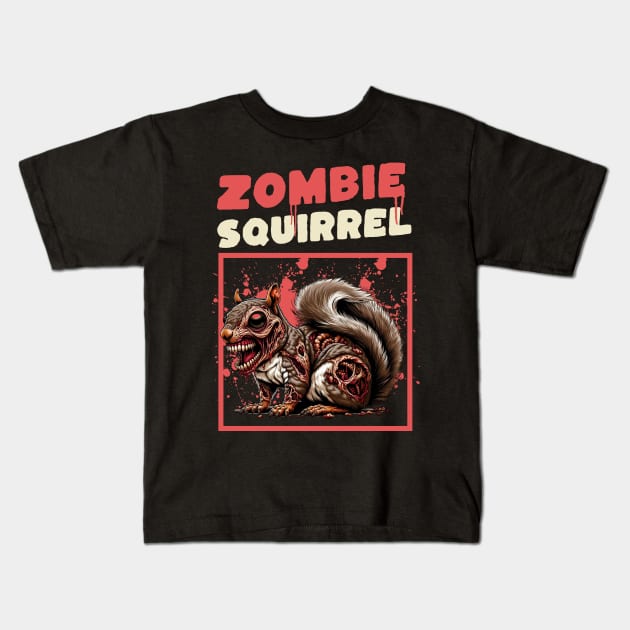 Zombie Squirrel funny Kids T-Shirt by woormle